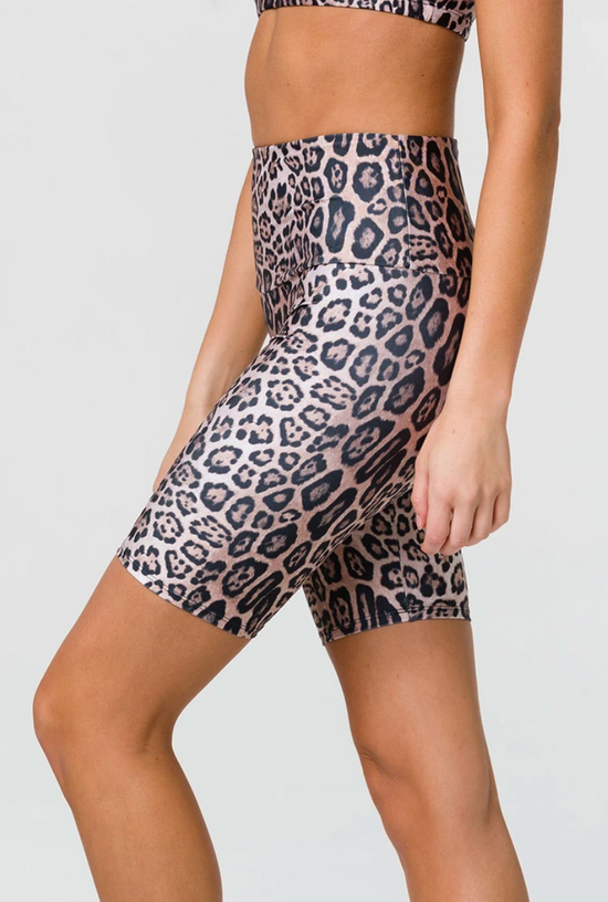 Image Title Onzie High Rise Biker Short - Leopard